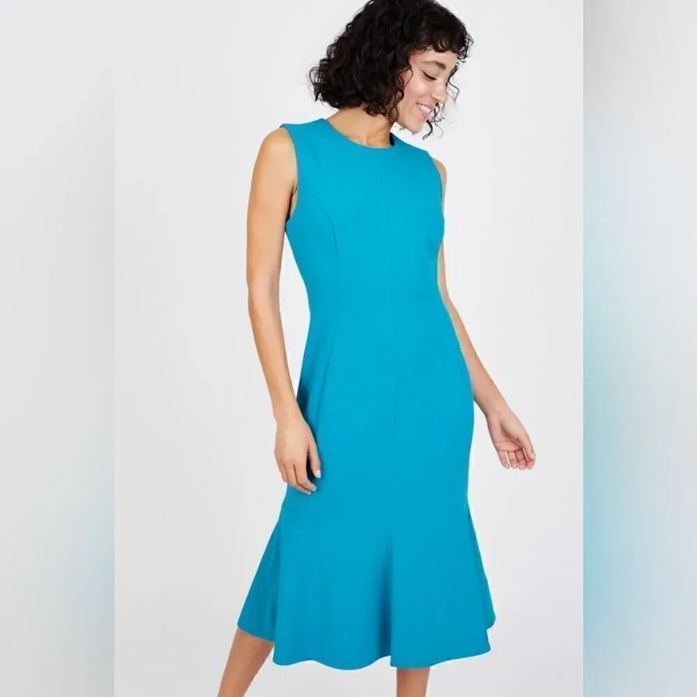Calvin Klein Flounce Hem Dress Sleeveless Size 10 Blue - Picture 5 of 7